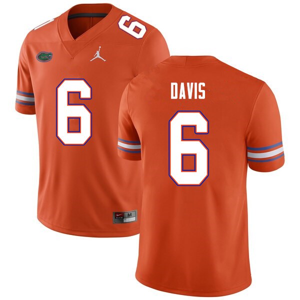 Men #6 Shawn Davis Florida Gators College Football Jerseys Orange